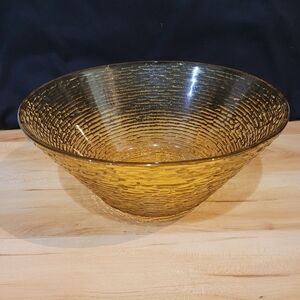 Vintage Anchor Hocking Soreno gold serving bowl